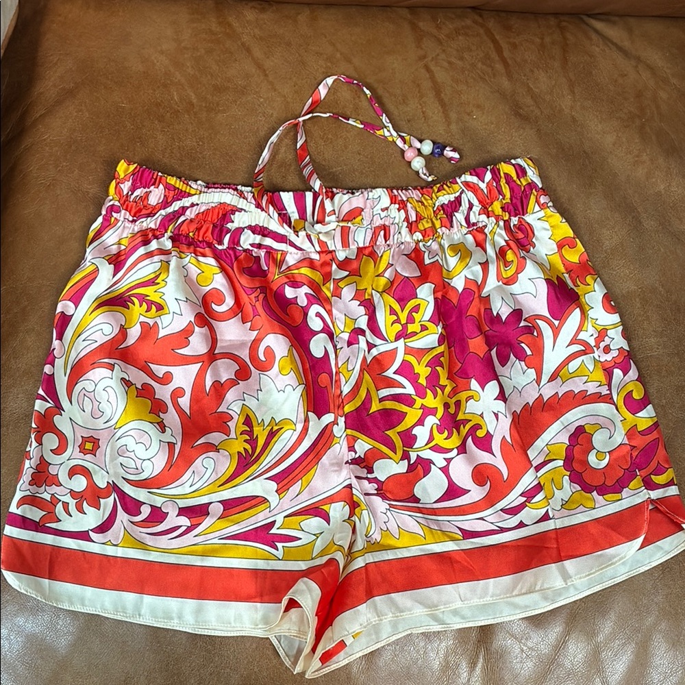 Zara High Waist Floral Shorts - Red, Pink, Yellow